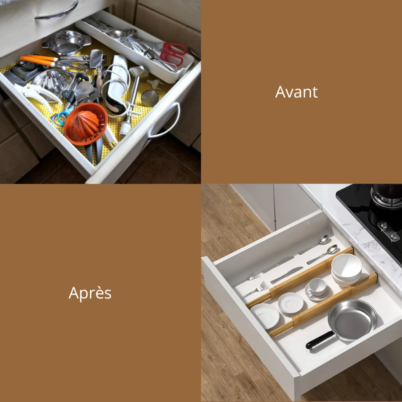 Séparateurs de tiroir extensibles