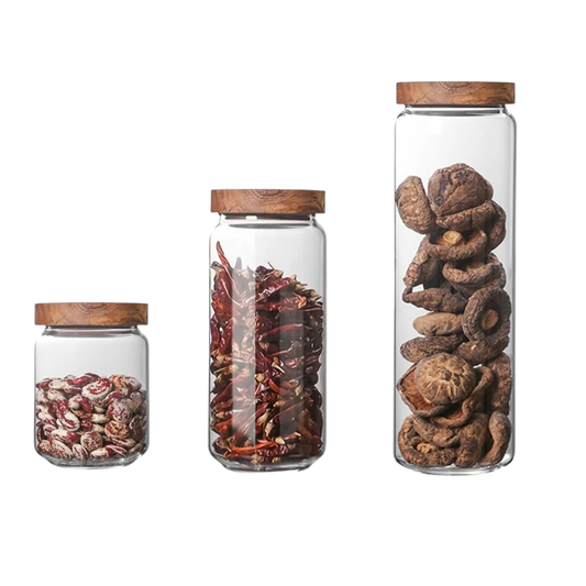 Bocaux Hermétiques Verre & Bois – Rangement Cuisine Élégant